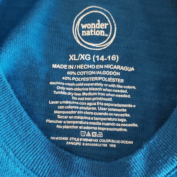 Wonder Nation Shirt Boys XL Blue Long Sleeve Tee with Chest Pocket - Picture 4 of 7